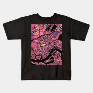 Rotterdam Map Pattern in Purple & Pink Kids T-Shirt